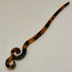 Vintage, Brown-Black Tortoise Lucite Hair Pin Accessory 7in x 1in